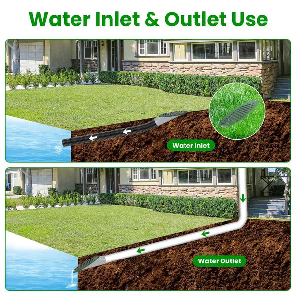 4-Inch Green Angled Yard Drainage Pipe with Sloped Grate - 1Pc