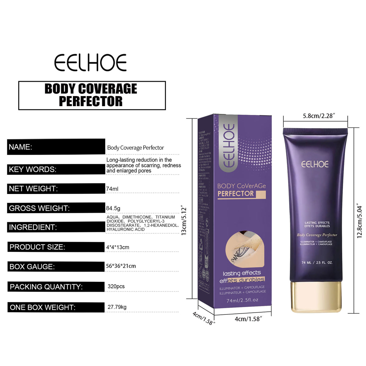 Tattoo Concealer Cream - Waterproof Body Scar Cover 74ml