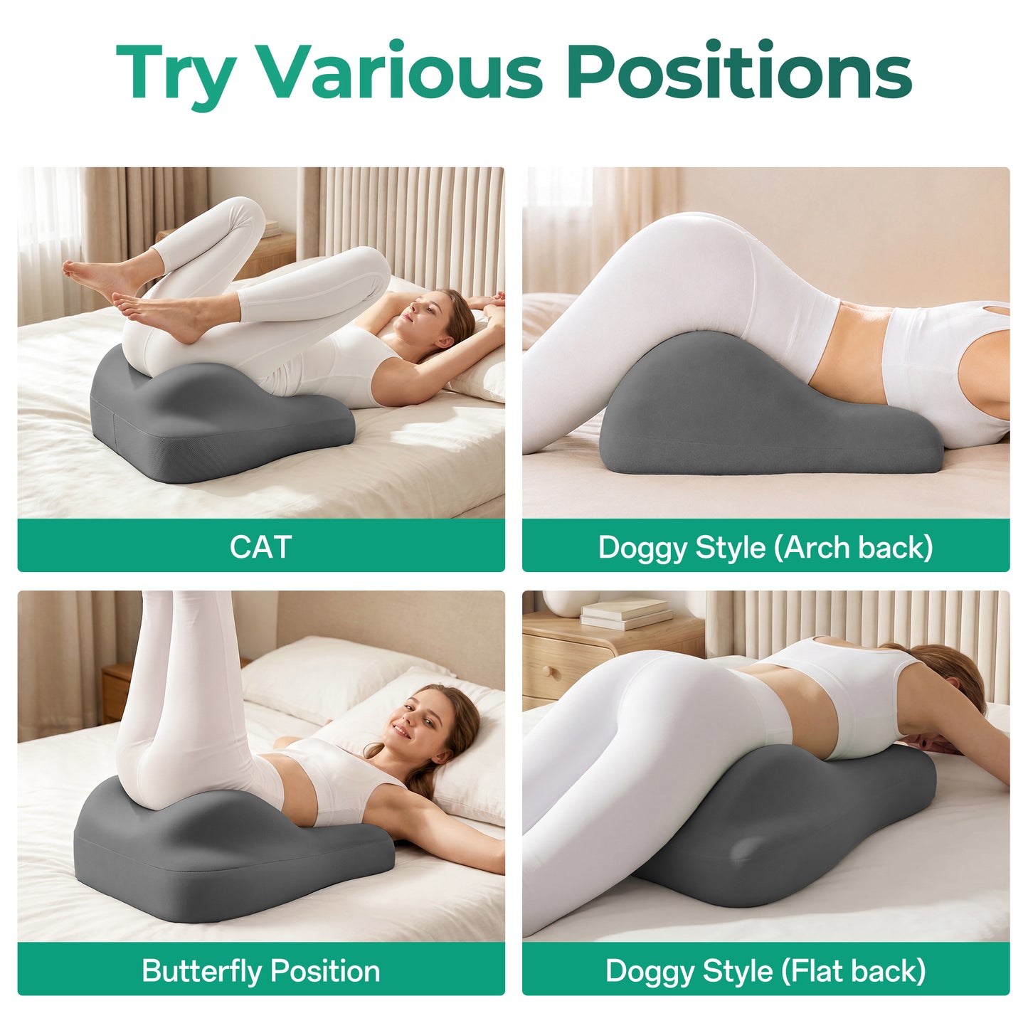 Ergonomic Memory Foam Support Pillow for Couples - Grey