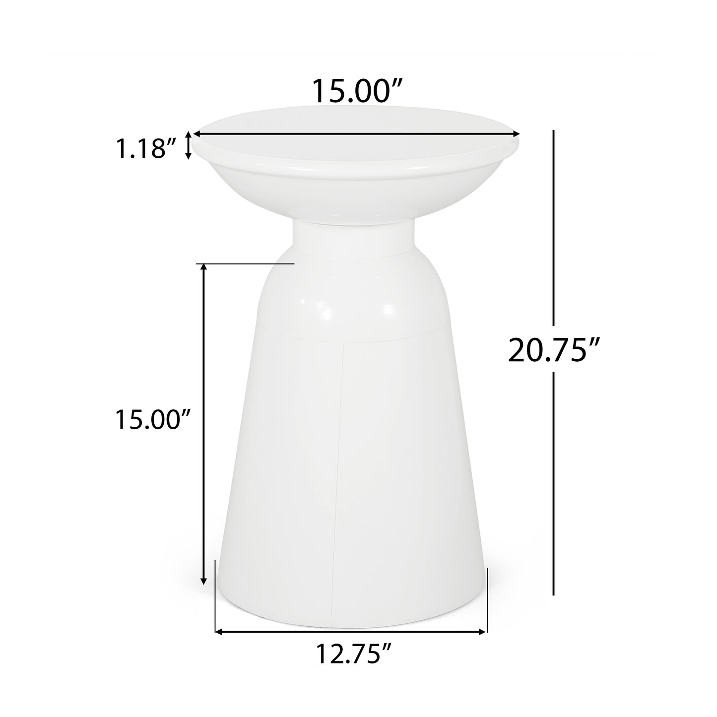 Large White Outdoor Metal End Table - Modern Design