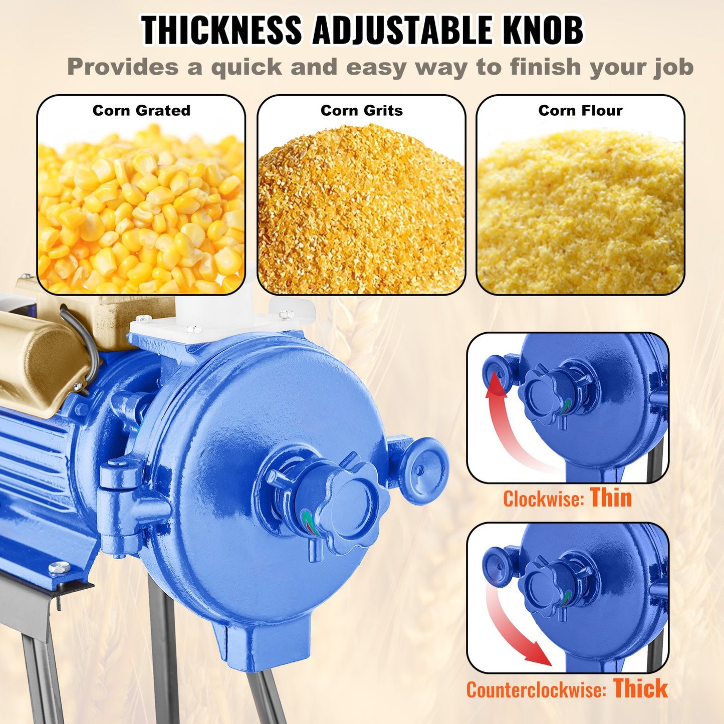 3000W Electric Grain Mill Grinder for Wheat Corn Flour Cereal Dry Milling