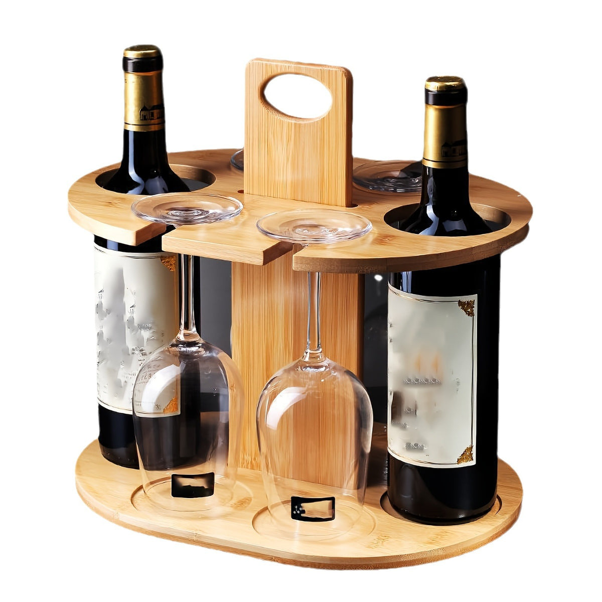 Wooden Bamboo Wine Rack Ornament - Chinese Style Home Bar Decor