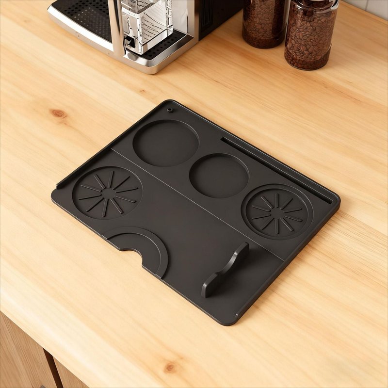 Silicone Coffee Machine Mat with Tamper Storage - 2-in-1 Kitchen Accessory