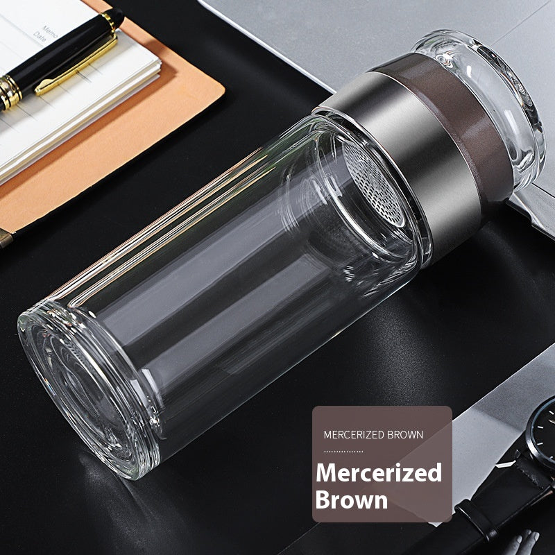 Double Wall Heat-Resistant Glass Tea Cup with Leakproof Seal 280ml