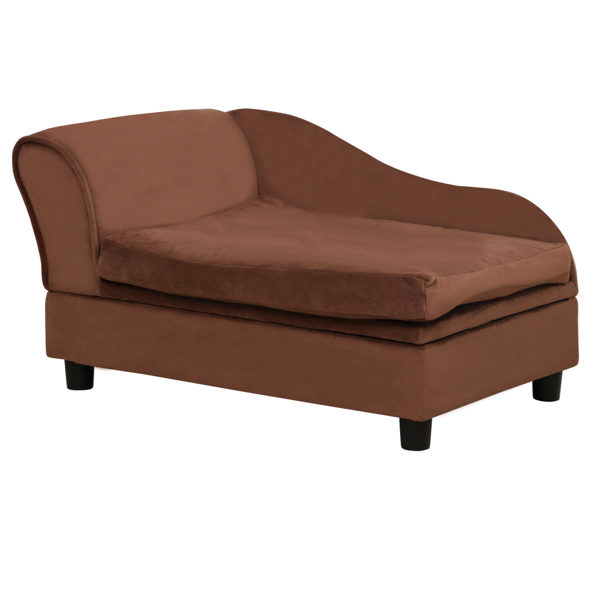 Pet Sofa Bed with Storage - Brown Small Dog & Cat Couch, Cushioned & Space-Saving