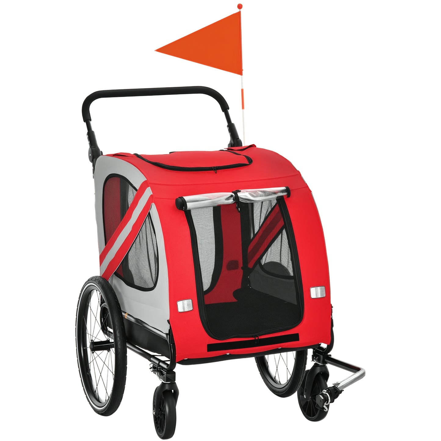 2-in-1 Pet Bicycle Trailer & Stroller for Small Medium Dogs - Weather-Resistant Red