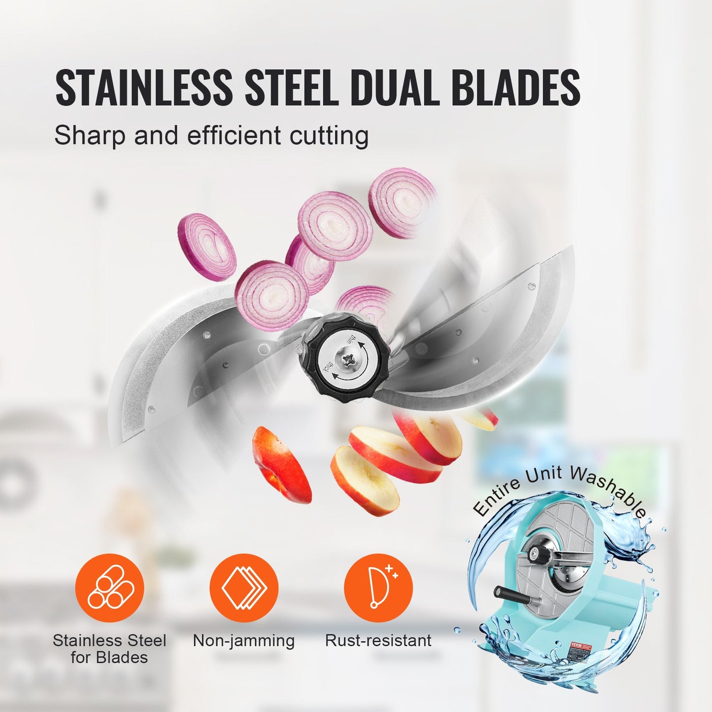 Vegetable Fruit Slicer with Adjustable Thickness - Stainless Steel Blade Food Cutter for Cucumber, Lemon, Tomato, Green