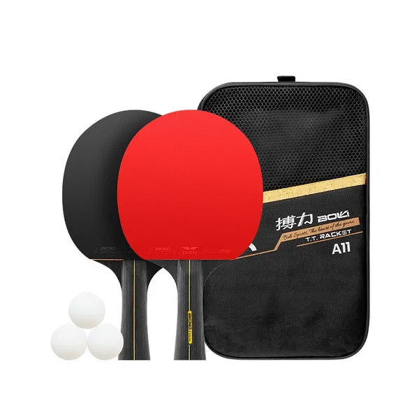 Professional 7-Ply Table Tennis Racket Set with Double Paddles & Carry Bag