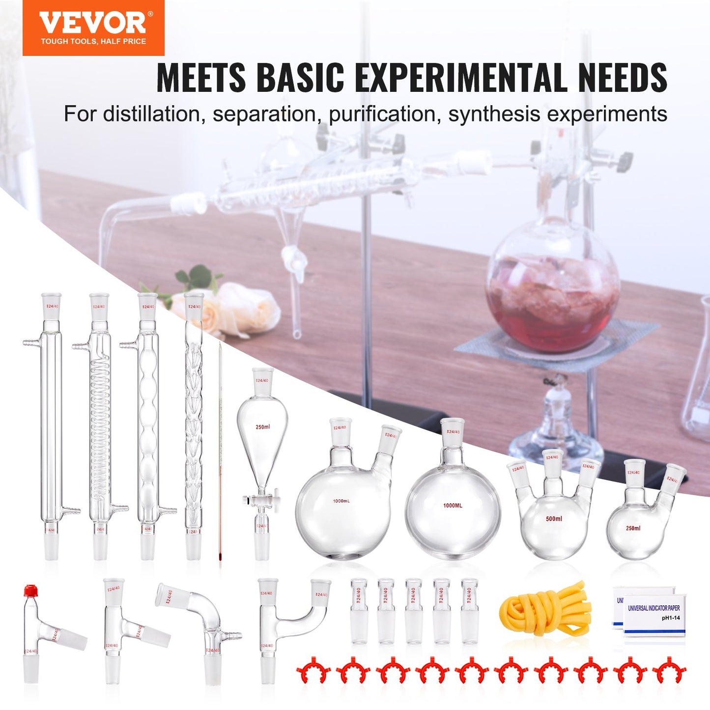 Lab Distillation Kit - 3.3 Borosilicate Glassware, 32 Pcs Set