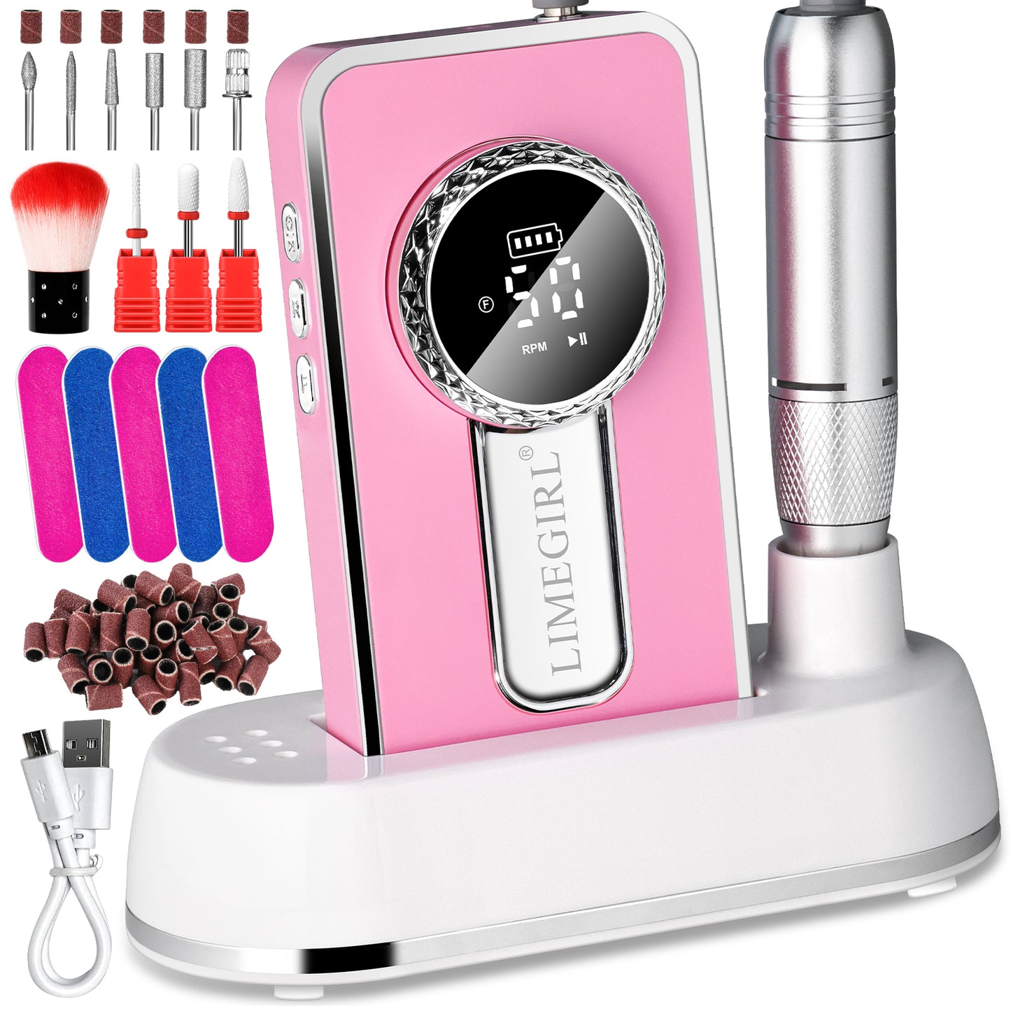 Portable Electric Nail Drill Kit - 50000RPM Rechargeable Manicure File Set