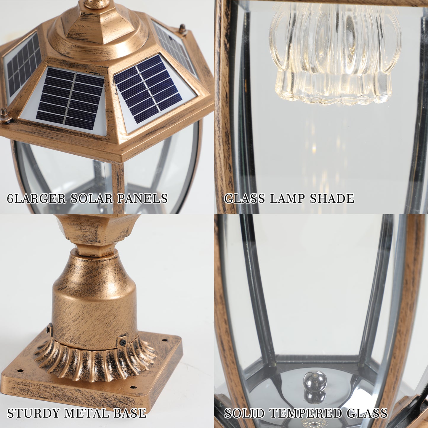 Golden Solar Powered Outdoor Lantern - Vintage Garden Light for Pathways & Yards - Bronze