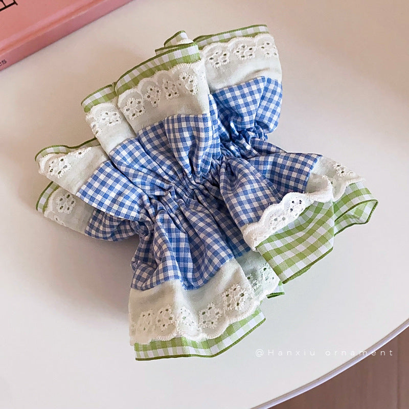 Blue Plaid Elastic Hair Ring