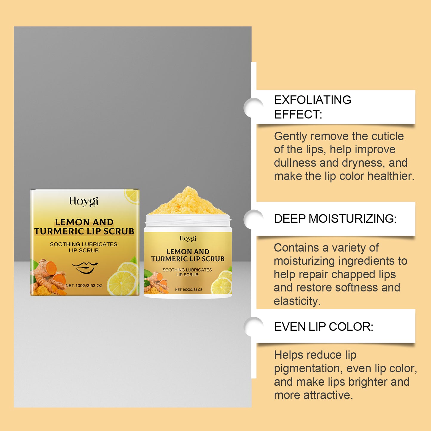 Turmeric Lemon Lip Scrub - Hydrating and Exfoliating Lip Care Treatment