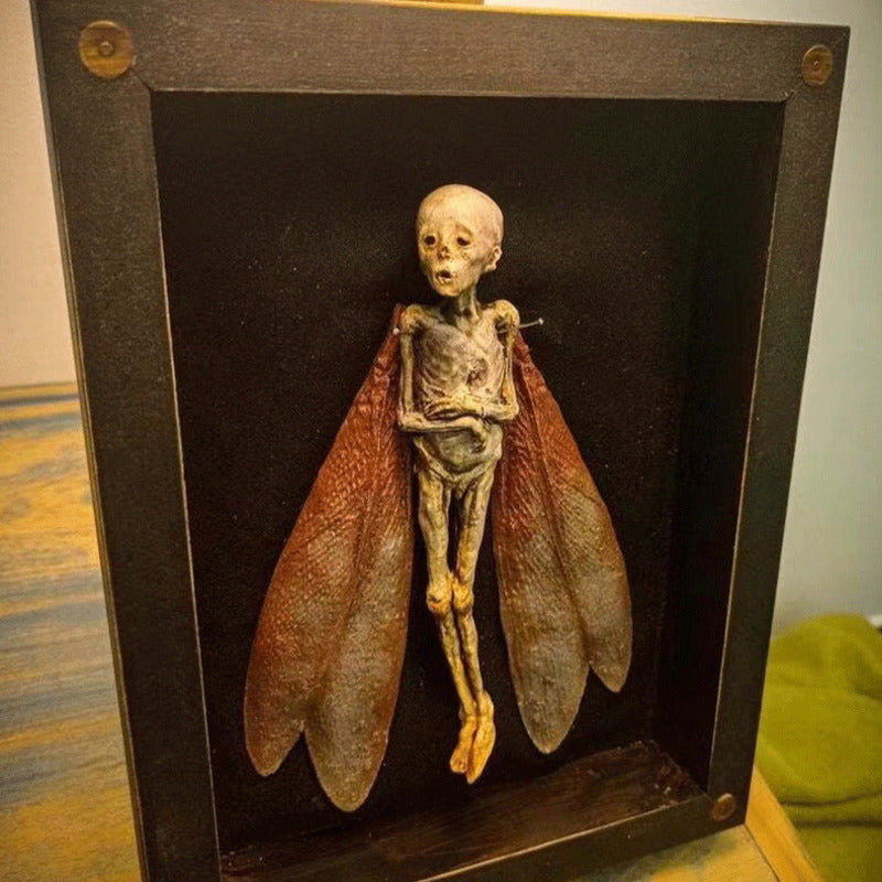 Halloween Shadow Box Decor with Dead Fairy Scene Wooden Ornament Black