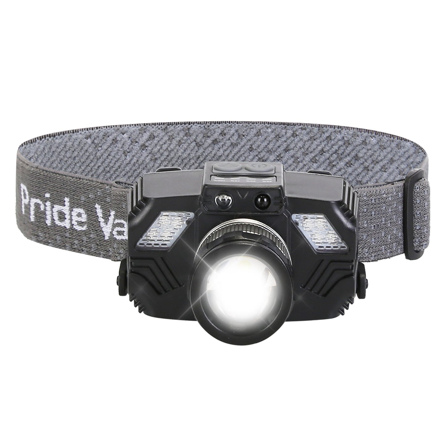 Rechargeable Motion Sensor LED Headlamp with Zoom & 3 Light Modes Waterproof Outdoor Headlight Black