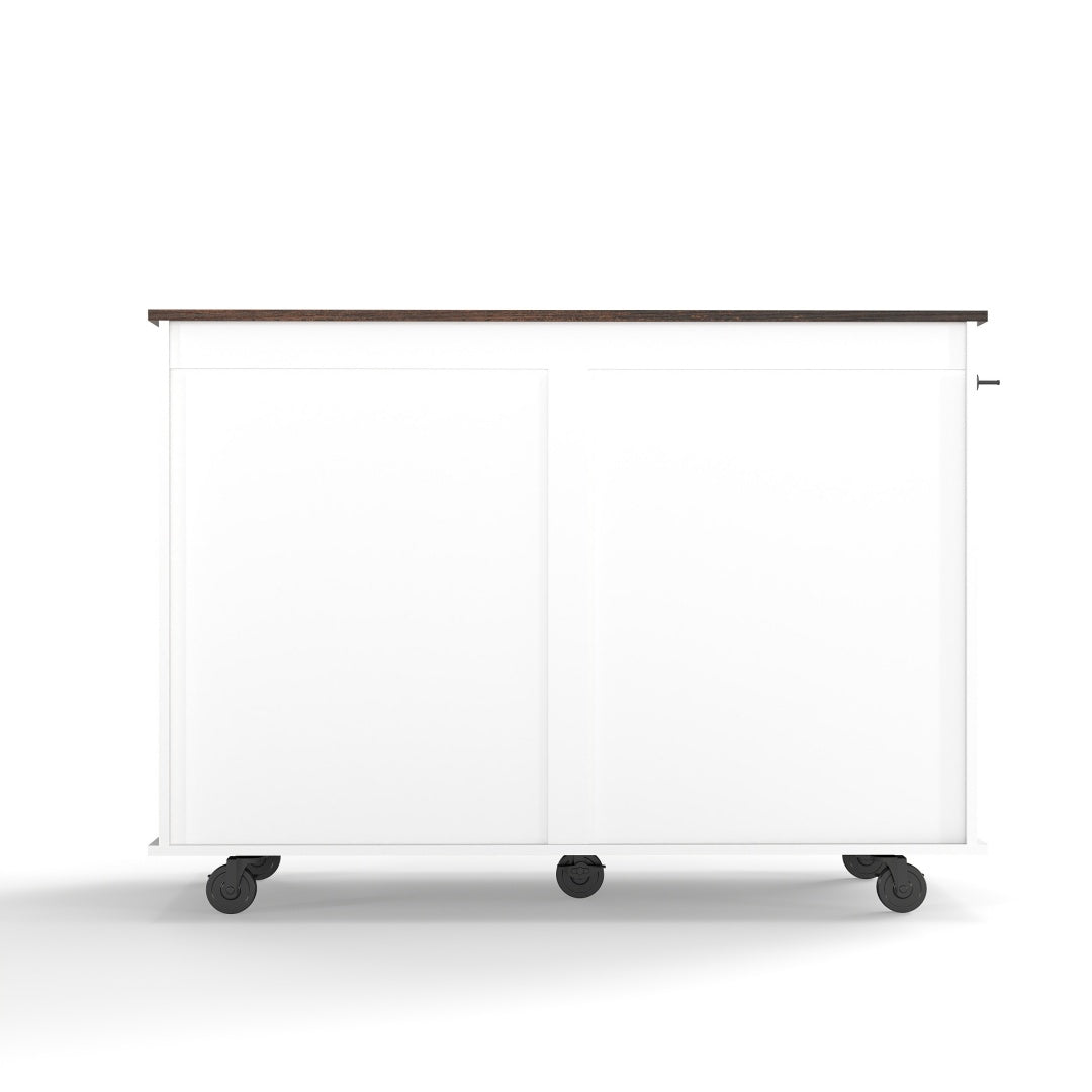 47.2-Inch Mobile Dog Crate with Flip-Top Feeding Door, Dual-Access & Casters