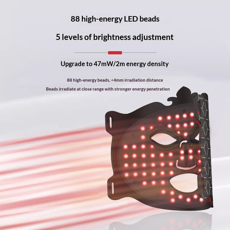 Colorful LED Beauty Mask for Home Facial Phototherapy - Black