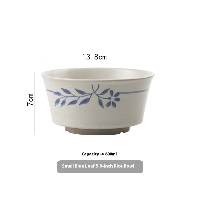 Retro Simple Rice Bowl Set - Household Kitchen Dinnerware with Flower Pattern