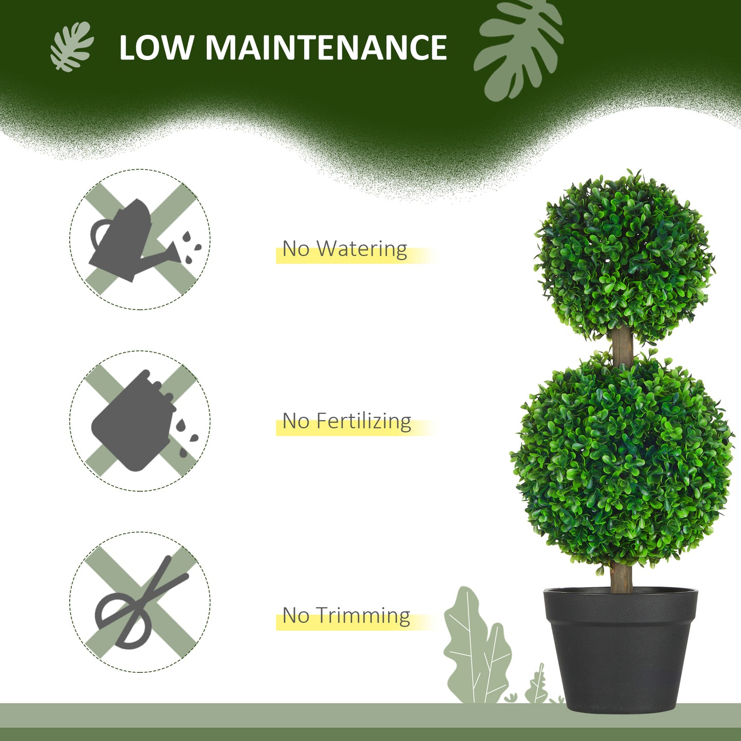 Artificial Boxwood Ball Topiary Tree Set - 23.6" Green - 2 Pcs