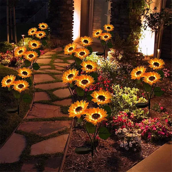 Solar Garden Stake Lights - 2 Pack LED Sunflower Design