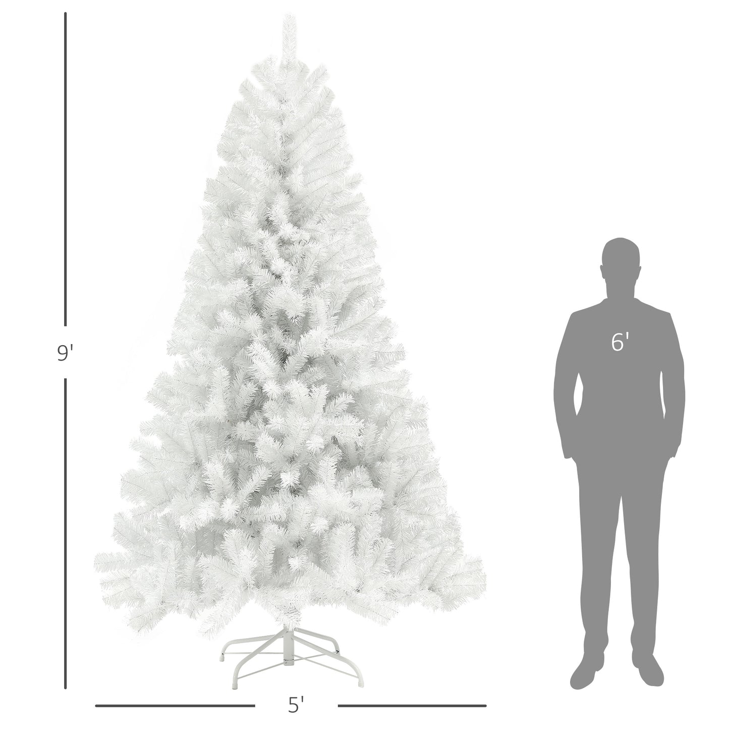 9ft Unlit Artificial White Christmas Tree with 2132 Branch Tips