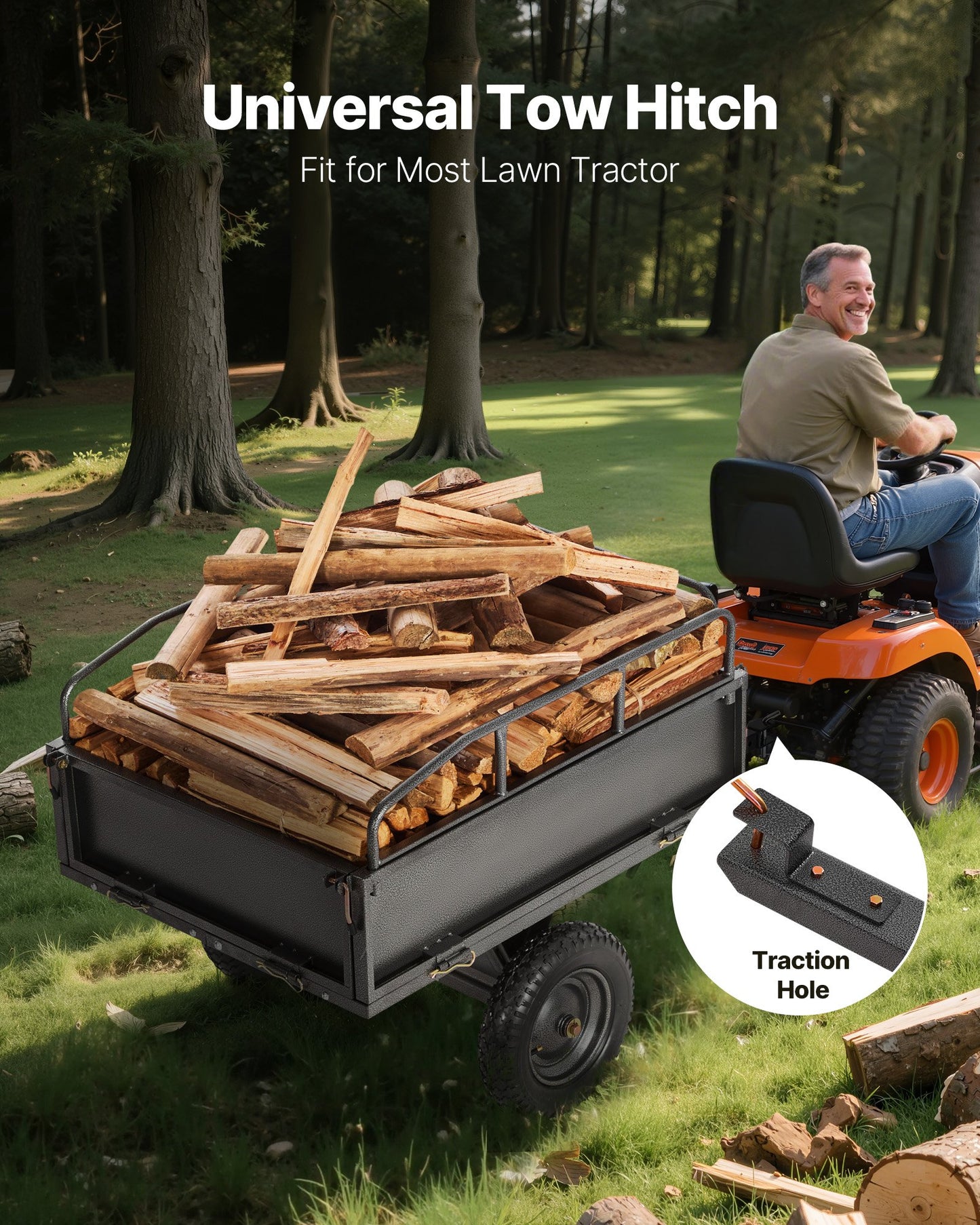 Heavy Duty 10 Cu. Ft 500LB Steel Dump Cart for ATV/UTV Trailer Towing