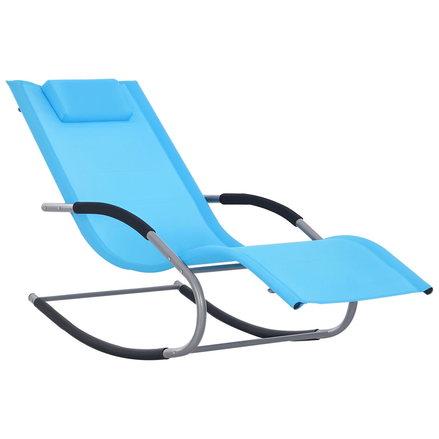 Zero Gravity Rocking Chair - Outdoor Recliner with Pillow, Light Blue