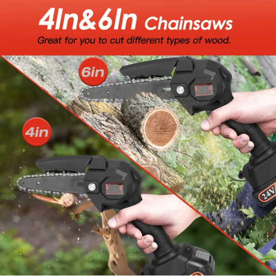 Cordless Pole Chainsaw & Mini Chainsaw Set with Adjustable Length and Batteries