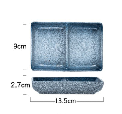 Japanese Style Pottery Seasoning Dish - Rectangular Sauce Dipping Plate 8 Inch
