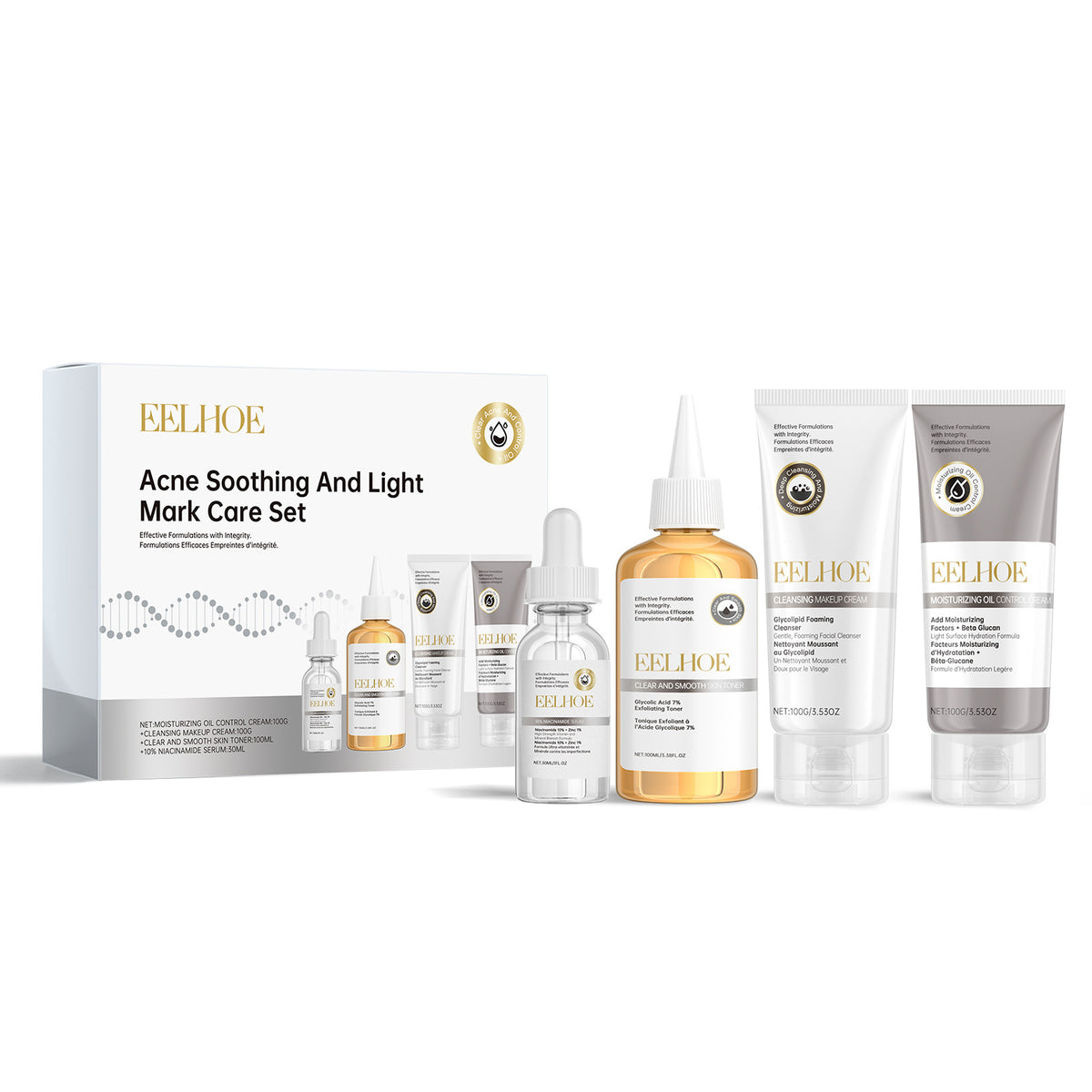 Acne Care Skin Care Set - Brightening Moisturizer, Cleanser & Serum