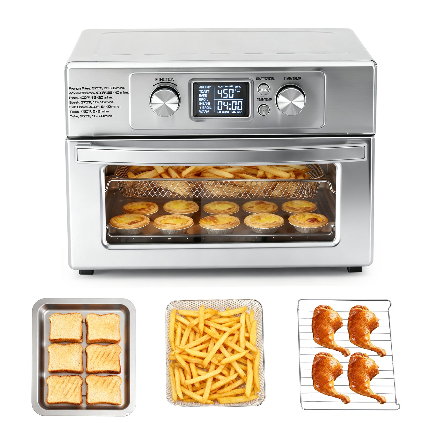 22L Electric Air Fryer Oven - 1800W with 6 Heating Elements