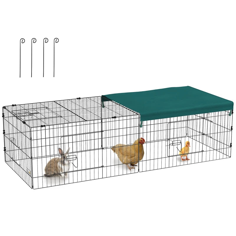 Small Animal Playpen with Roof for Rabbits, Chickens, Chinchillas - Indoor Outdoor Green