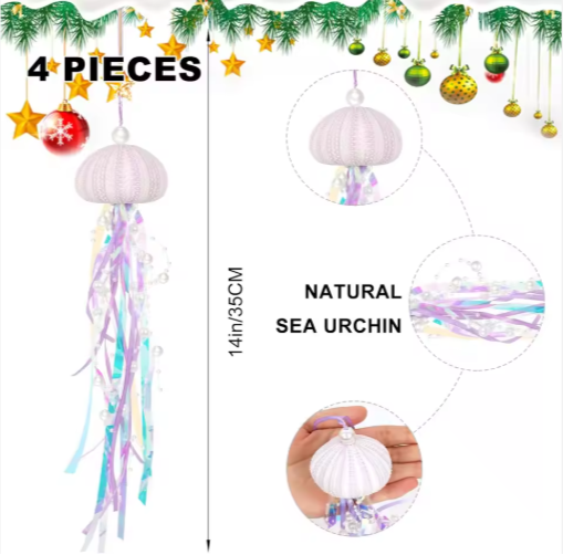 4 PCS Sea Urchin Christmas Tree Ornaments - Purple