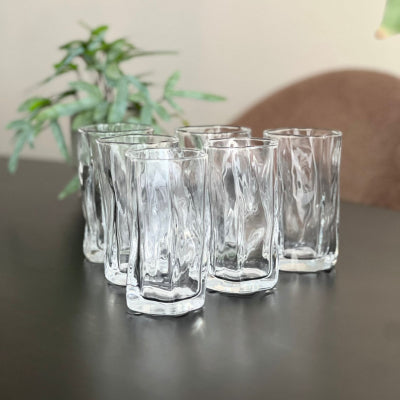 Irregular Glass Mug - Transparent, Rain & Fog, Stripes | 275ml, Set Options