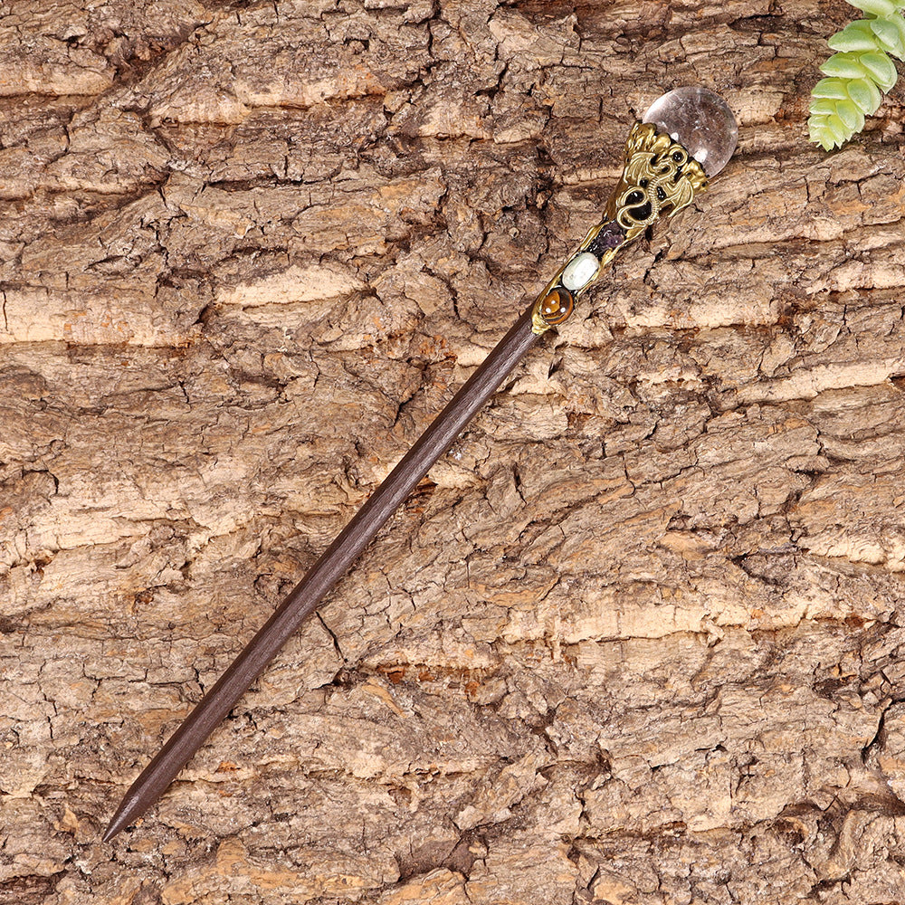 Handmade Wooden Crystal Wings Hair Clip