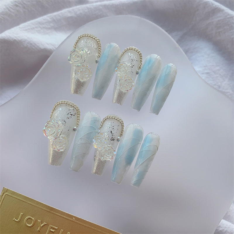 Blue Ice Wearable Nails - Soft Gel Press-On Set