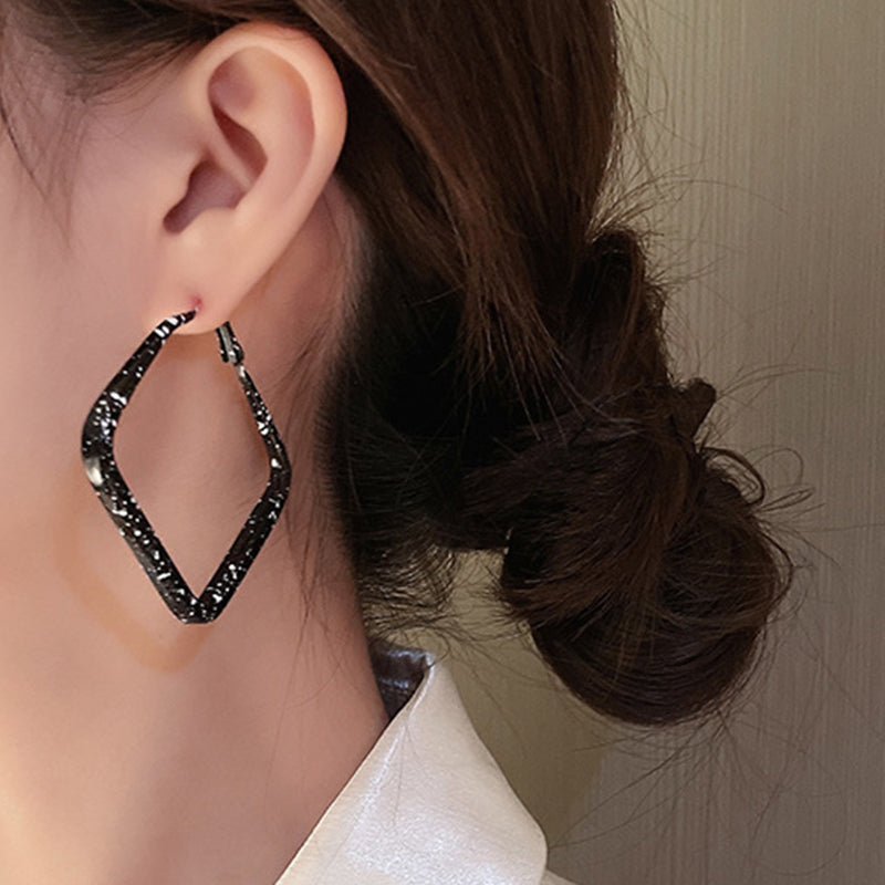 Square Black and White Earrings - Stylish Statement Jewelry