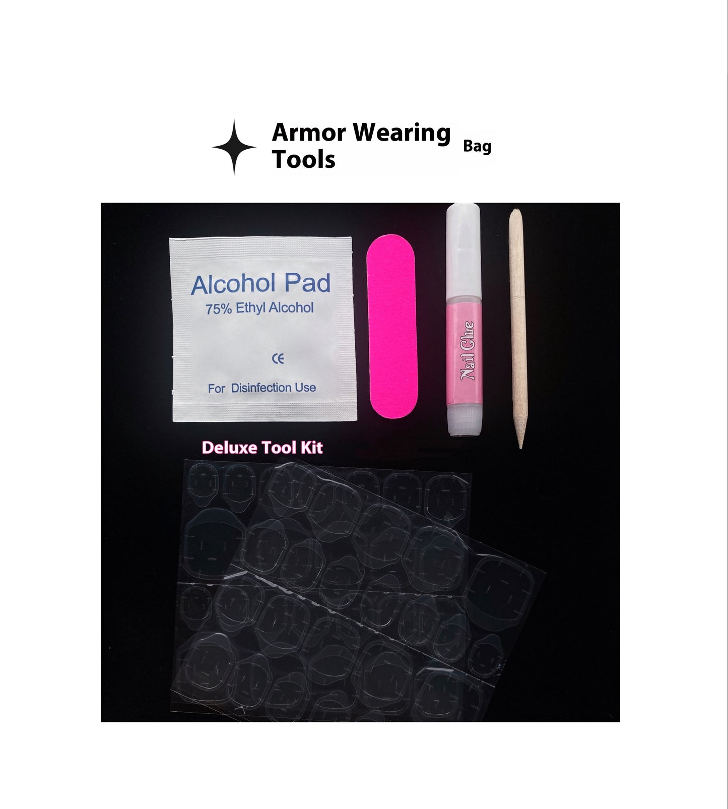 Handmade Nail Art Armor Kit - Customizable Pink Styles for Nail Decoration