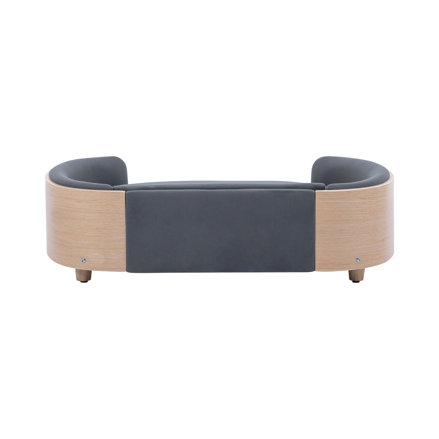 Large Scandinavian Style Elevated Dog Bed with Velvet Cushion and Solid Wood Legs