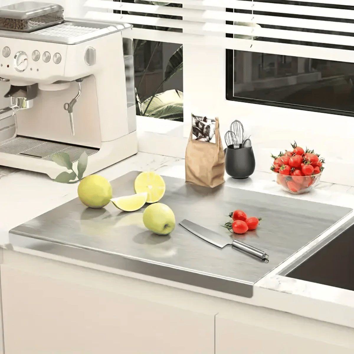 Stainless Steel Cutting Board with Lip - Versatile Kitchen Chopping Board
