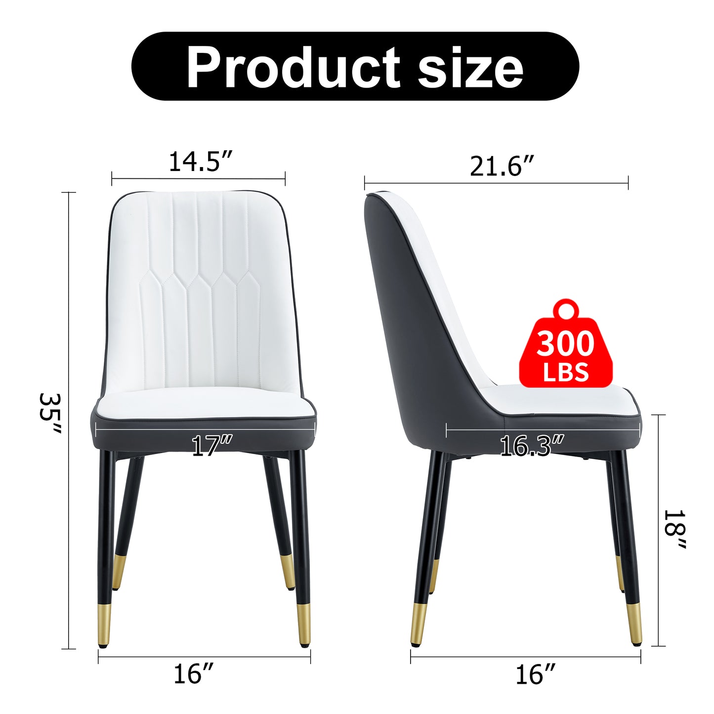A Modern Dining Chair With White Dark Gray Dual Tone PU Leather