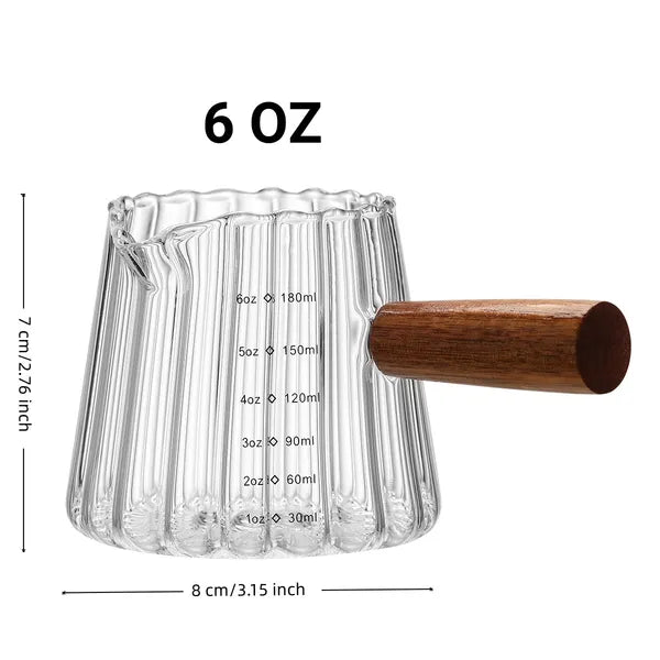 Mini 180ml Coffee Cup - Heat-Resistant Glass with Wooden Handle