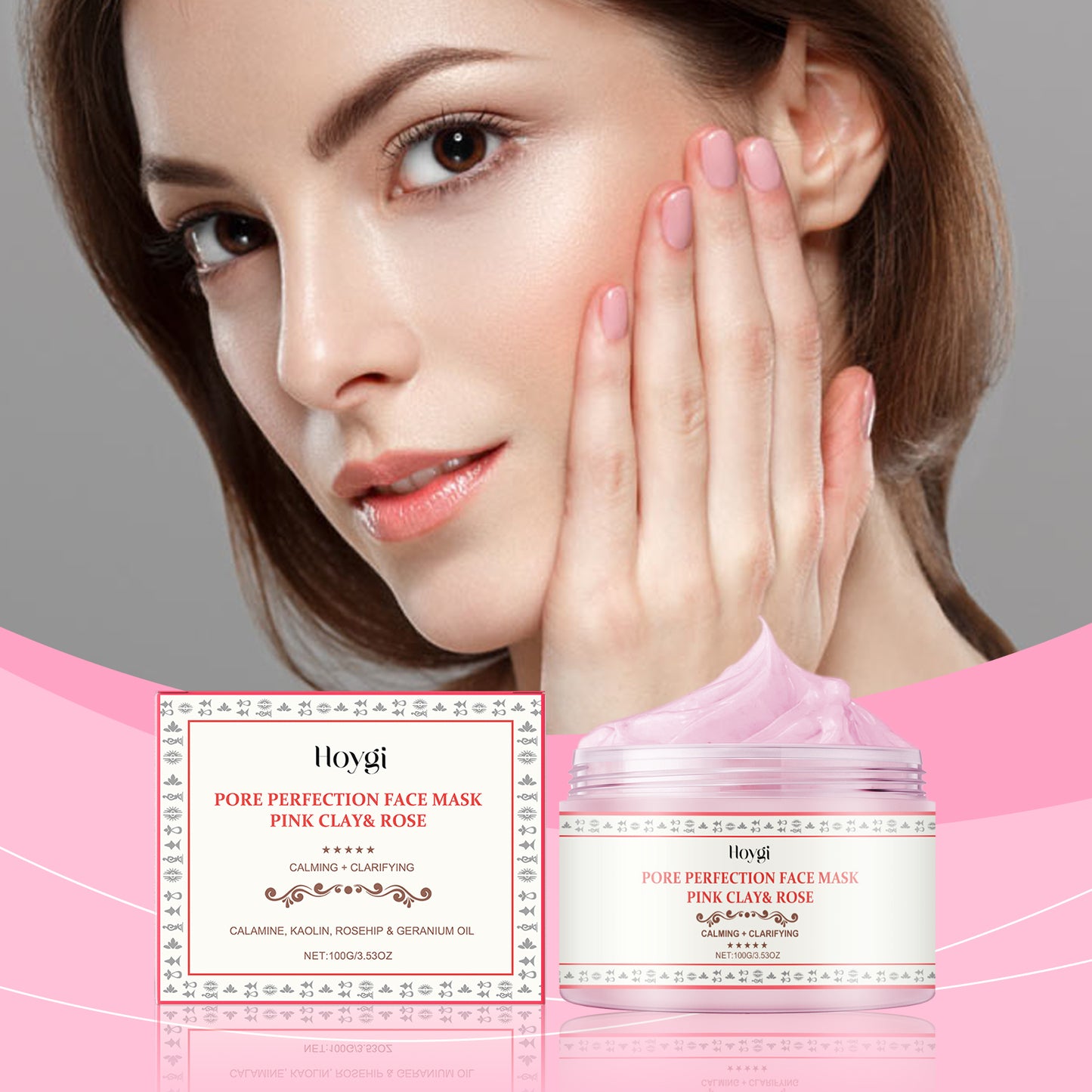 Rose Clay Face Mask - Deep Pore Cleansing & Hydrating Facial Treatment