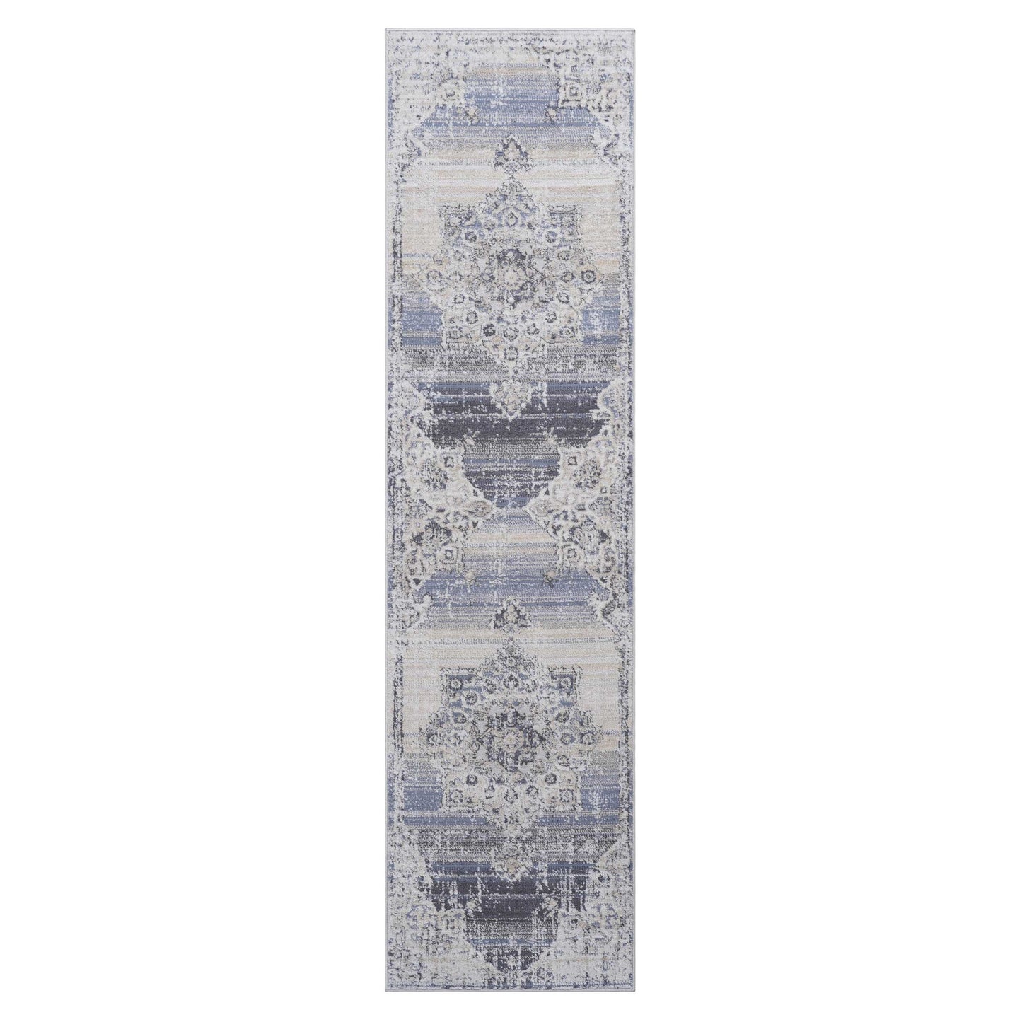 PAYAS 2X8 Cream Blue Medallion Runner Rug