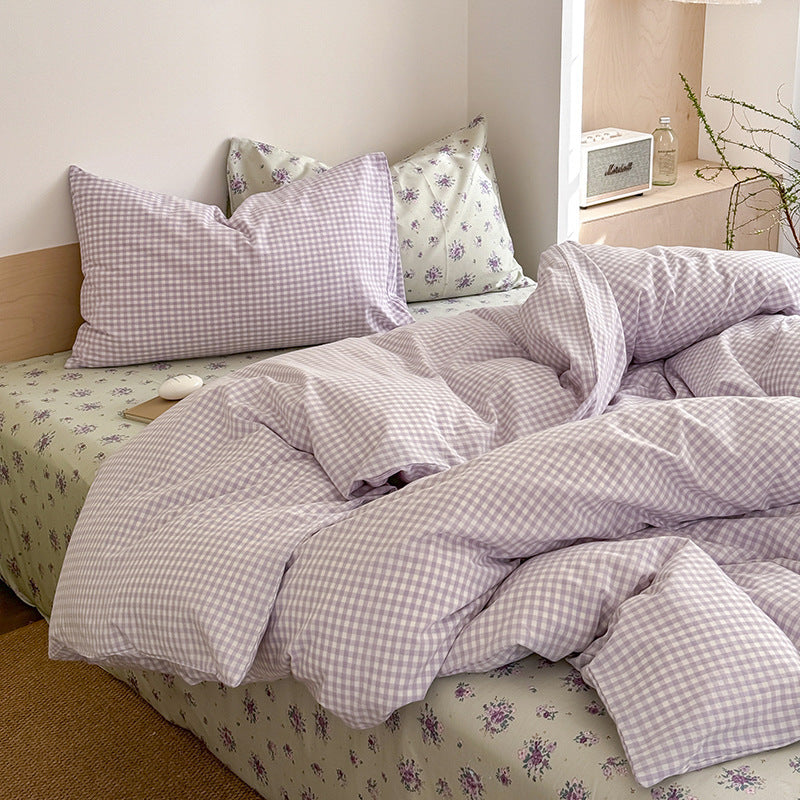 Four-Piece Cotton Bed Sheet Set - Multiple Sizes & Patterns