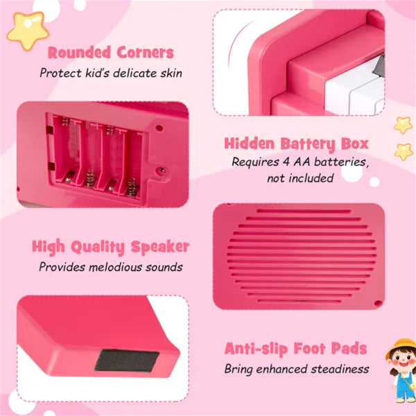 Mini Digital Piano for Kids - 25 Keys, Lighted Teaching Mode, Pink