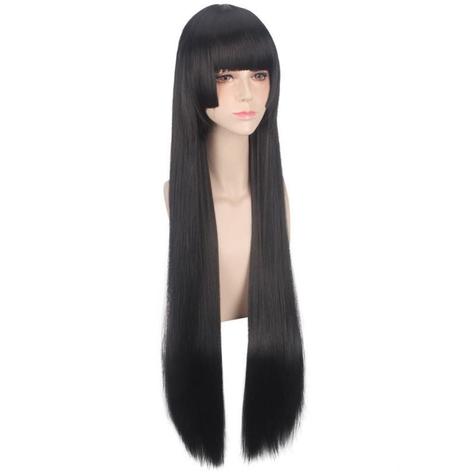 Natural Black Full-Head Wig for Women - 70cm High-Temperature Fiber