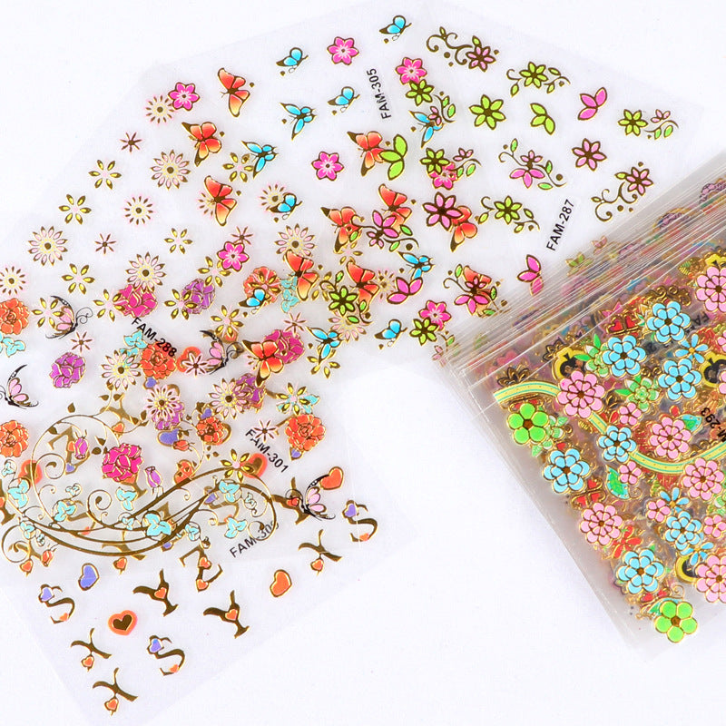 3D Nail Art Stickers - Butterfly & Flower Designs