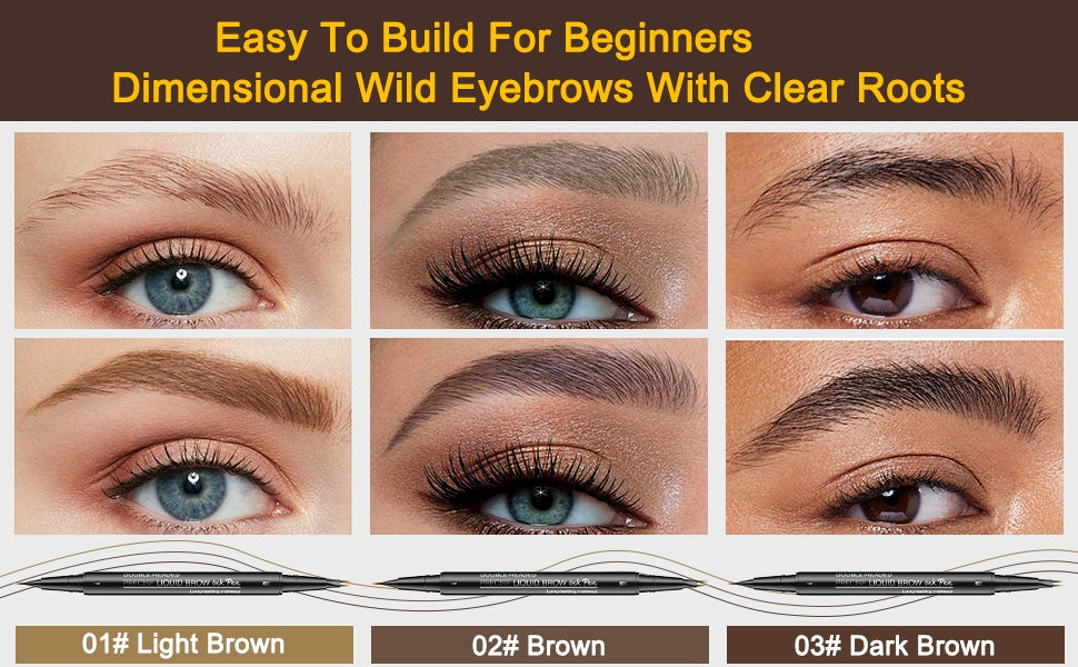 2-in-1 Dual-Ended Microblading Eyebrow Pen - Waterproof Liquid Brow Tint