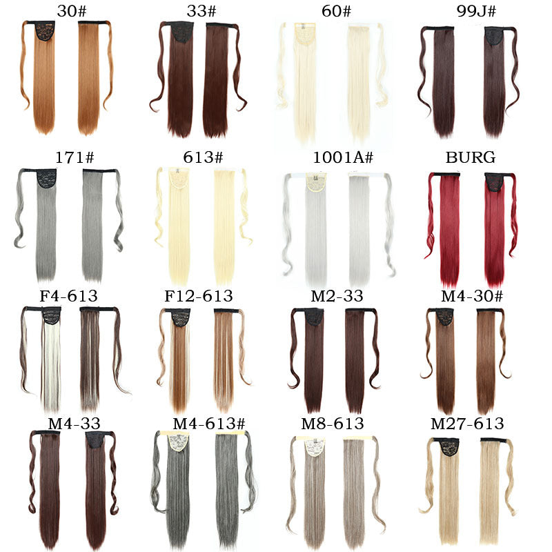 Long Straight Synthetic Hair Velcro Ponytail - Multiple Colors